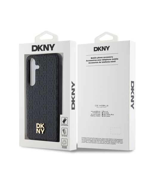 DKNY PU Leather Repeat Pattern Stack Logo Magsafe Zadní Kryt pro Samsung Galaxy S24+ Black