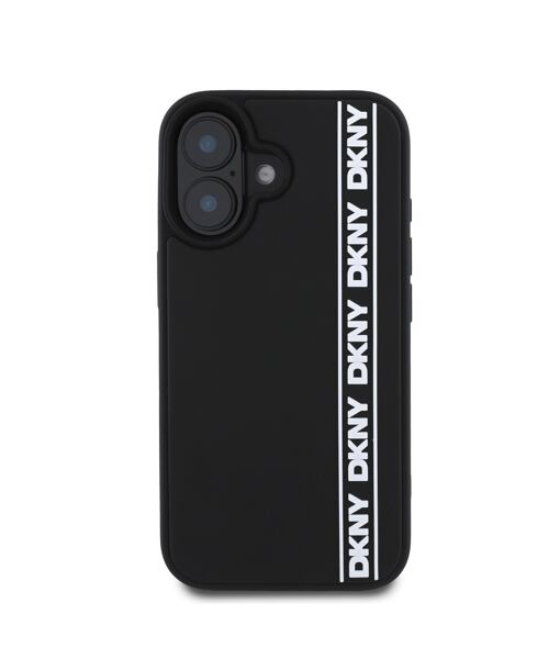 DKNY 3D Rubber Repeat Logo Line Zadní Kryt pro iPhone 16 Black