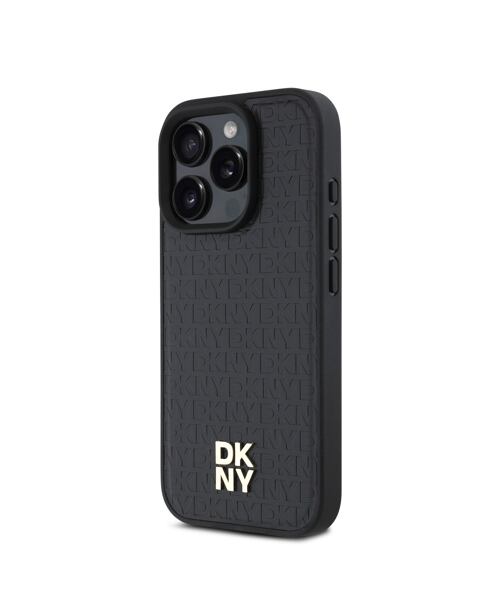 DKNY PU Leather Repeat Pattern Stack Logo MagSafe Zadní Kryt pro iPhone 16 Pro Black