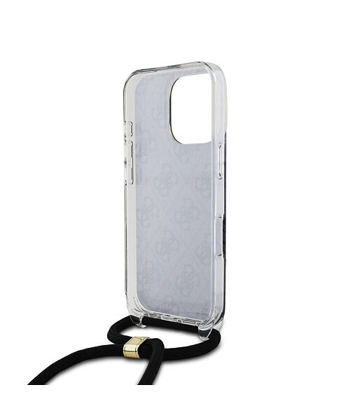 Guess IML 4G Printed Crossbody Popruh Zadní Kryt pro iPhone 16 Pro Black