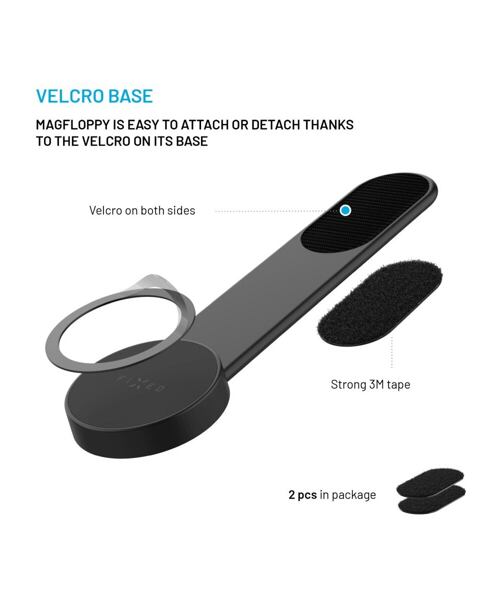 Flexibilní držák FIXED MagFloppy kompatibilní s MagSafe a uchycením na suchý zip, černý