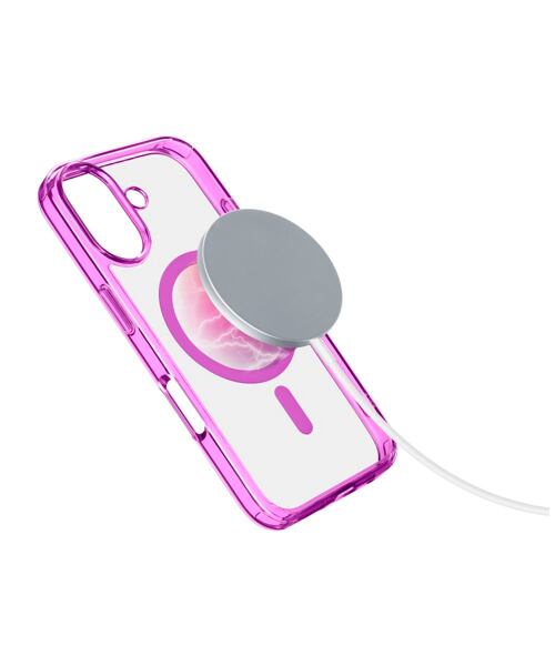 Zadní kryt Cellularline Iconic Mag s podporou Magsafe pro Apple iPhone 16, čirý / růžový