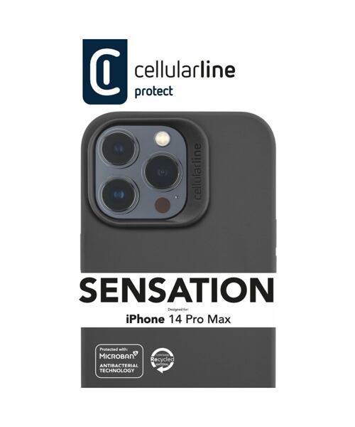 Ochranný silikonový kryt Cellularline Sensation pro Apple iPhone 14 PRO MAX, černý