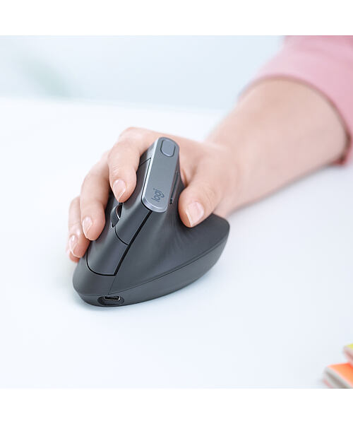 Logitech MX Vertical/Vertikální/Optická/Pro praváky/4 000 DPI/USB+BT/Grafitová