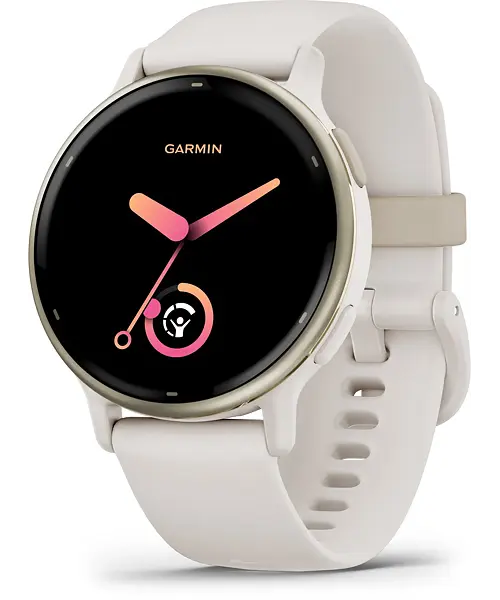 Garmin Vivoactive 5 Cream Gold Aluminum Bezel with Ivory Case and Silicone Band