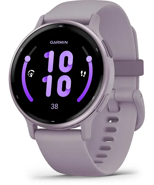 Garmin Vivoactive 5 Metallic Orchid Aluminum Bezel with Orchid Case and Silicone Band