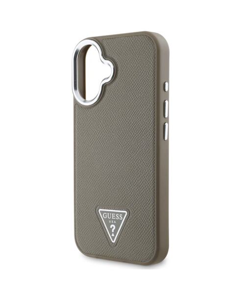 Guess PU Grained Triangle Logo MagSafe Zadní Kryt pro iPhone 16 Brown