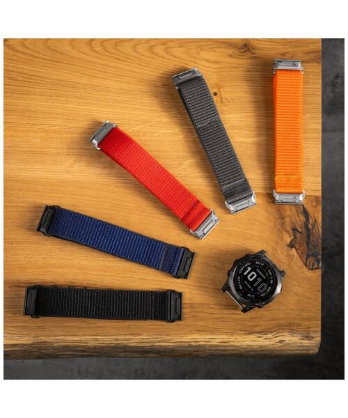 Nylonový řemínek FIXED Nylon Sporty Strap pro Garmin QuickFit 26mm, tmavě šedý