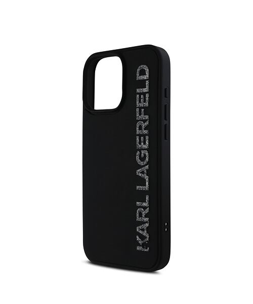 Karl Lagerfeld 3D Rubber Glitter Logo Zadní Kryt pro iPhone 16 Pro Max Black
