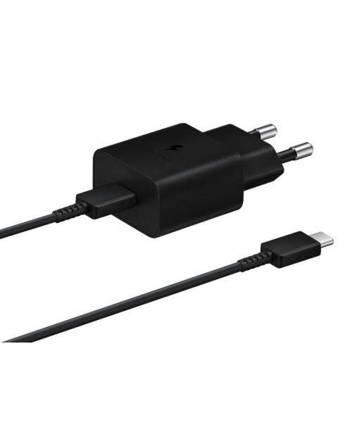 EP-T1510XBE Samsung USB-C 15W Cestovní nabíječka + USB-C Datový Kabel Black