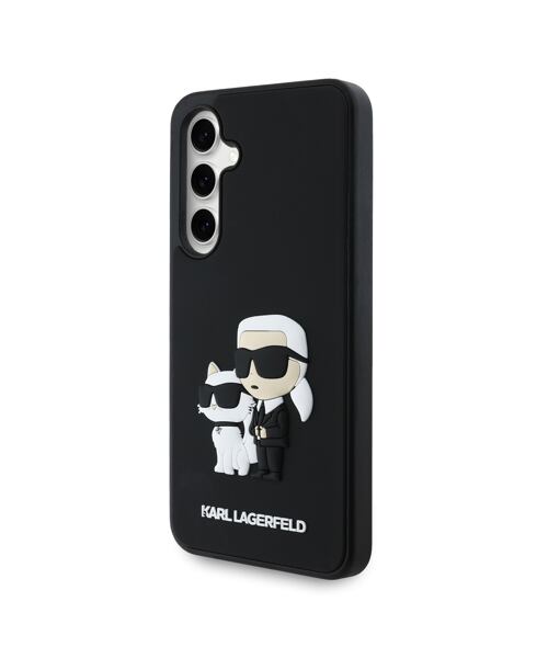 Karl Lagerfeld 3D Rubber Karl and Choupette Zadní Kryt pro Samsung Galaxy S24 FE Black