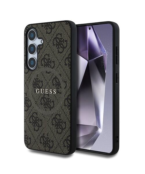 Guess PU Leather 4G Colored Ring MagSafe Zadní Kryt pro Samsung Galaxy S25 Brown