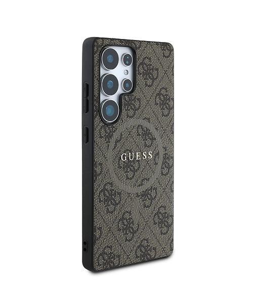 Guess PU Leather 4G Colored Ring MagSafe Zadní Kryt pro Samsung Galaxy S25 Ultra Brown