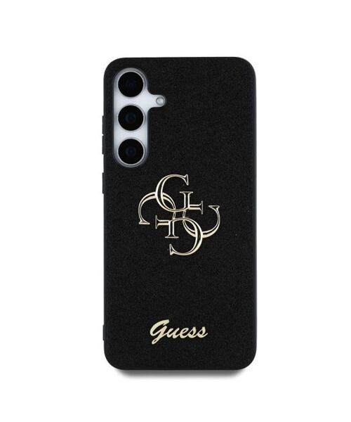 Guess PU Fixed Glitter 4G Metal Logo Zadní Kryt pro Samsung Galaxy S25 Black