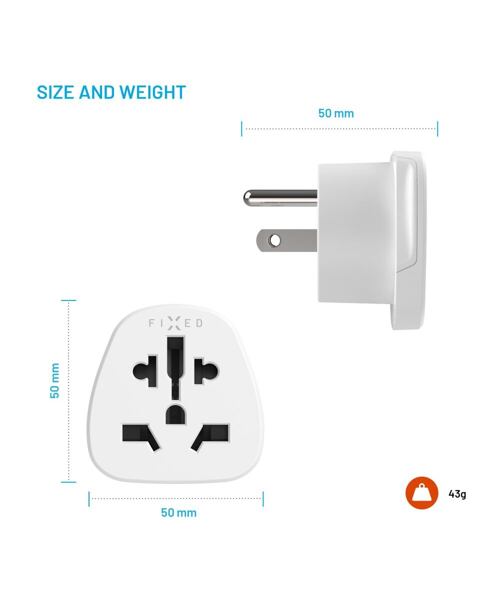Adaptér FIXED USA Adapter pro zapojení EU, UK, AUS zařízení do USA zásuvek, bílý