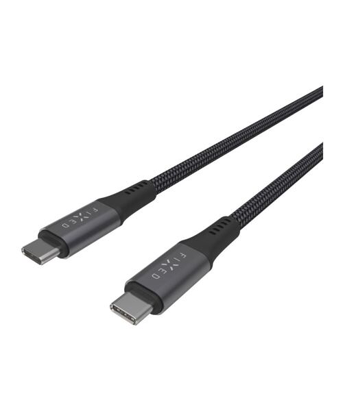 Dlouhý nabíjecí a datový opletený kabel FIXED s konektory USB-C/USB-C, PD 3.1, 2 m, USB4gen2 20Gbps,
