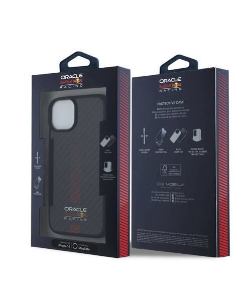 Red Bull Carbon Powerbar MagSafe Zadní Kryt pro iPhone 14 Black