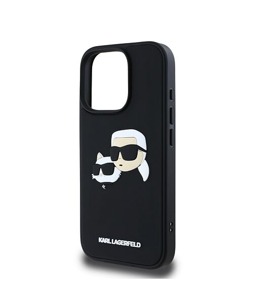 Karl Lagerfeld 3D Rubber Double Heads Zadní Kryt pro iPhone 16 Pro Max Black