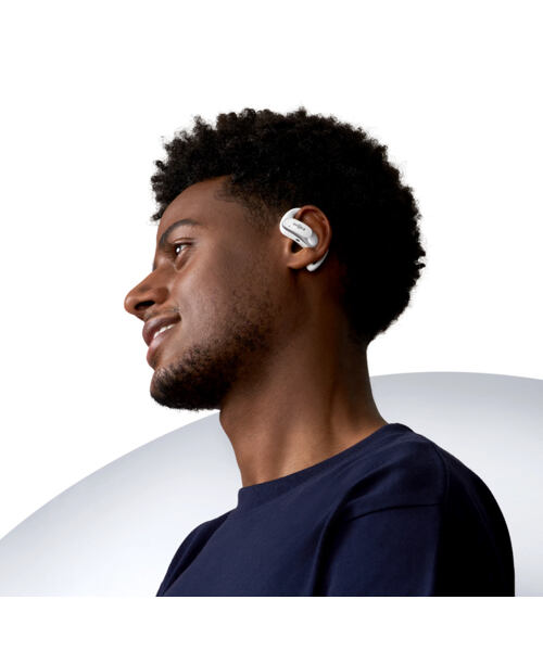 SHOKZ OpenFit Air, weiss Sluchátka s mikrofonem Bezdrátový Za ucho Volání / hudba / sport / volný ča