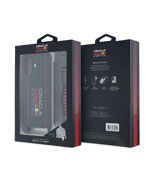 Red Bull Silicone Vertical Logo MagSafe Zadní Kryt + Crossbody Popruh pro iPhone 16 Navy