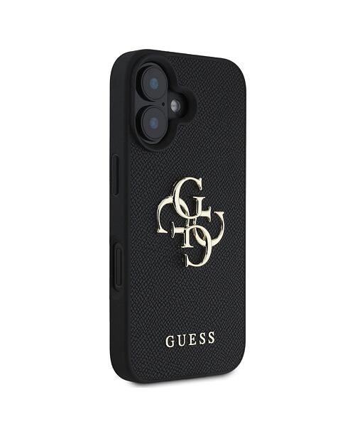 Guess PU Grained 4G Metal Logo Zadní Kryt pro iPhone 16 Black