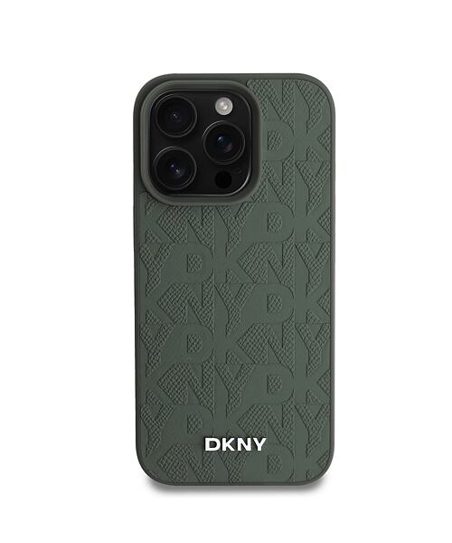 DKNY PU Leather Grid Pattern Magsafe Zadní Kryt pro iPhone 16 Pro Max Green