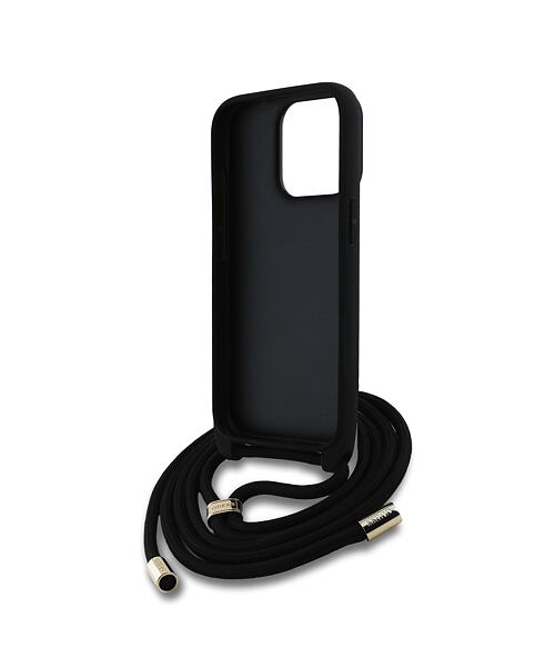 Guess PU 4G Metal Logo Crossbody Popruh Zadní Kryt pro iPhone 15 Pro Max Black