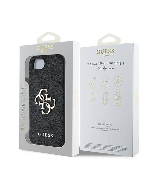 Guess PU 4G Metal Logo Zadní Kryt pro iPhone 16e Grey