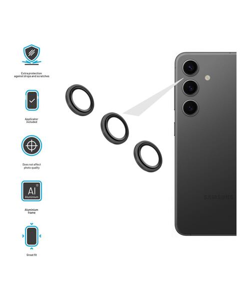 Ochranná skla čoček fotoaparátů FIXED Camera Glass pro Samsung Galaxy S25+, černá