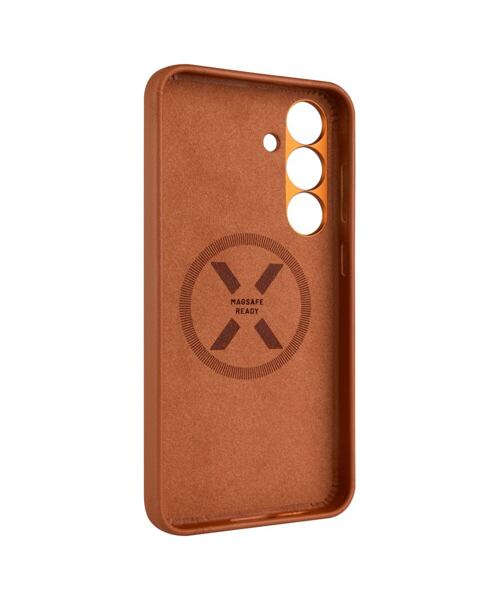 Kožený zadní kryt FIXED MagLeather s podporou MagSafe pro Samsung Galaxy S25+, hnědý