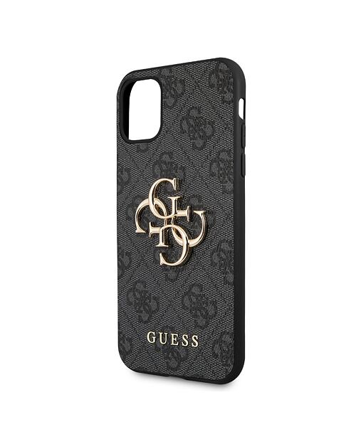 Guess PU 4G Metal Logo Zadní Kryt pro iPhone 11 Grey