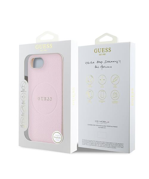 Guess PU Grained Classic Logo MagSafe Zadní Kryt pro iPhone 16e Pink