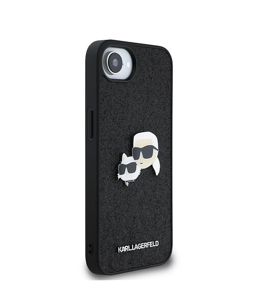 Karl Lagerfeld Fixed Glitter Metal K&CH Zadní Kryt pro iPhone 16e Black