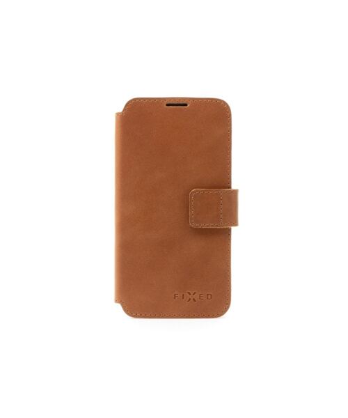 Kožené pouzdro typu kniha FIXED ProFit pro Samsung Galaxy S25+, hnědé