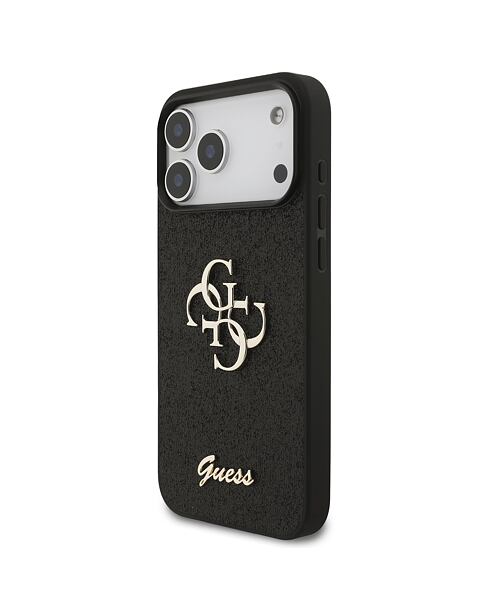 Guess PU Fixed Glitter 4G Metal Logo Zadní Kryt pro iPhone 17 Pro Max Black