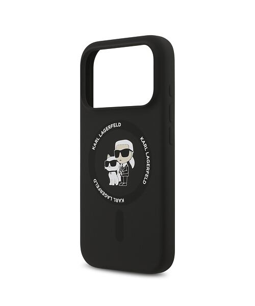 Karl Lagerfeld Liquid Silicone Karl and Choupette MagSafe Zadní Kryt pro iPhone 17 Pro Black