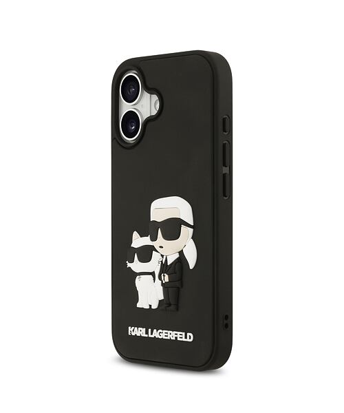 Karl Lagerfeld 3D Rubber Karl and Choupette Zadní Kryt pro iPhone 17 Black