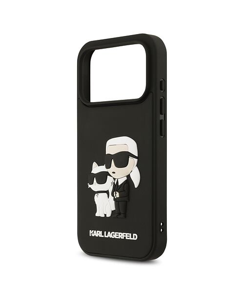 Karl Lagerfeld 3D Rubber Karl and Choupette Zadní Kryt pro iPhone 17 Pro Black