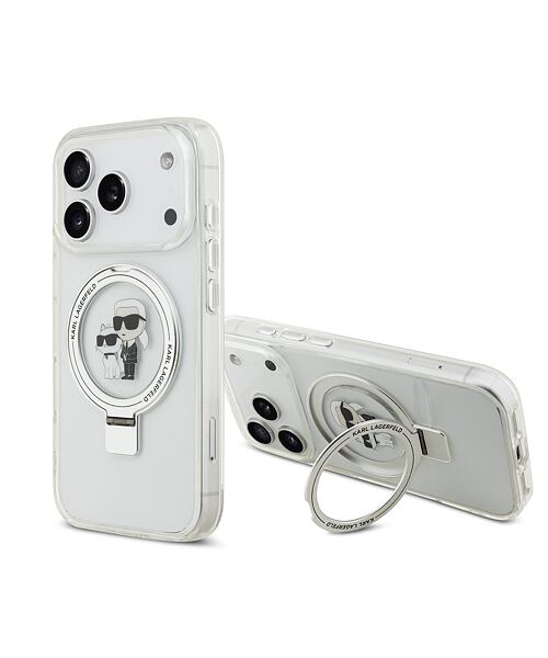 Karl Lagerfeld Ringstand Karl and Choupette MagSafe Zadní Kryt pro iPhone 17 Pro White