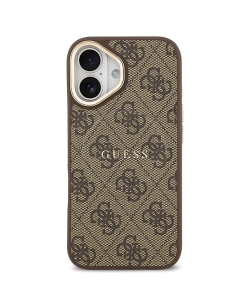 Guess PU Leather 4G Gold Frame MagSafe Zadní Kryt pro iPhone 17 Brown