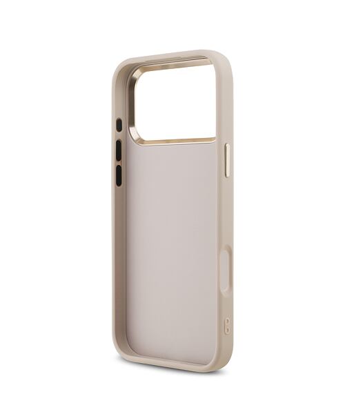 Guess PU Leather 4G Metal Logo Gold Frame Zadní Kryt pro iPhone 17 Pro Max Pink