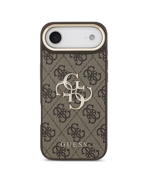 Guess PU Leather 4G Metal Logo Gold Frame Zadní Kryt pro iPhone Air Brown
