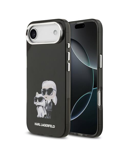 Karl Lagerfeld IML Aquarelle Karl and Choupette Zadní Kryt pro iPhone Air Black