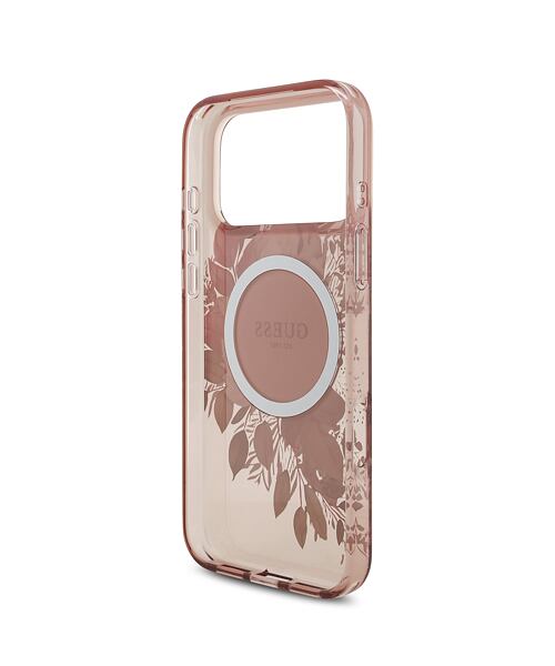 Guess IML Flowers Strap MagSafe Zadní Kryt pro iPhone 17 Pro Max Pink