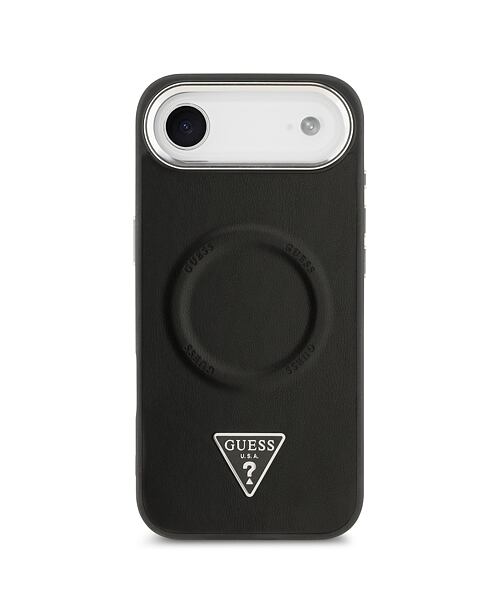 Guess PU Leather Triangle Logo MagSafe Zadní Kryt pro iPhone Air Black
