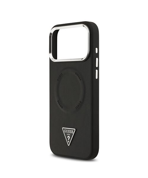 Guess PU Leather Triangle Logo MagSafe Zadní Kryt pro iPhone 17 Pro Max Black