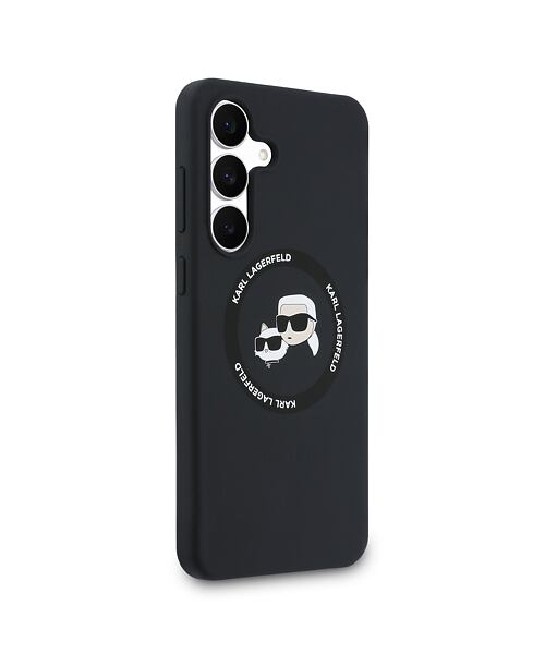 Karl Lagerfeld Liquid Silicone K&CH Heads MagSafe Zadní Kryt pro Samsung Galaxy S25 FE Black