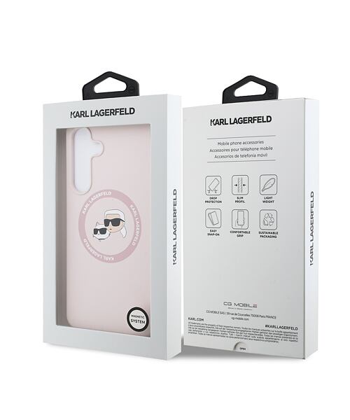 Karl Lagerfeld Liquid Silicone K&CH Heads MagSafe Zadní Kryt pro Samsung Galaxy S25 FE Pink