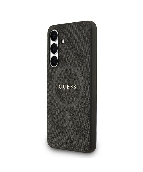 Guess PU Leather 4G Colored Ring MagSafe Zadní Kryt pro Samsung Galaxy S25 FE Black