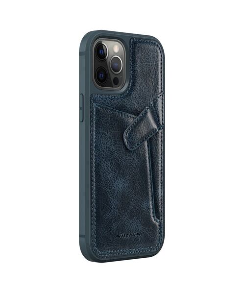 Nillkin Aoge kožený kryt pro iPhone 12 / 12 Pro - modrá